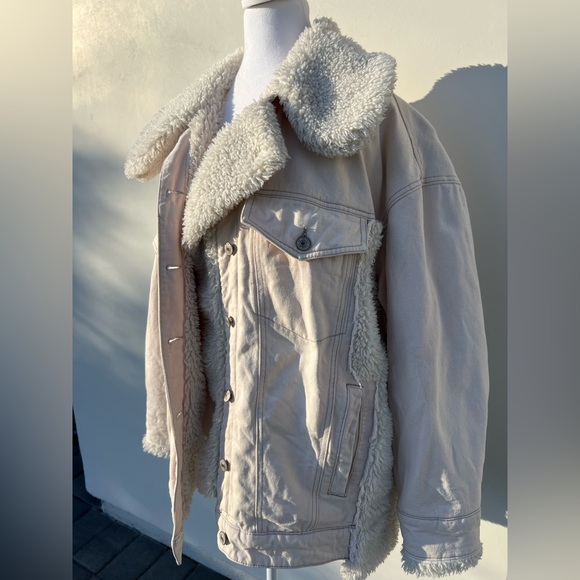 We The Free Holly Cozy Denim Cream Jacket SZ S - Picture 4 of 9